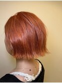アプリコットオレンジ　切りっぱなしボブ