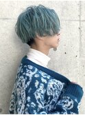 韓国風センターパート/ミントグリーン/ミントアッシュ