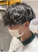 渋谷緩め波巻きスパイラルパーマツイストスパイラルツーブロック