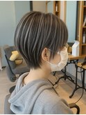 ボブ/ショートボブ/ハイライト/20代/30代/大人女性/白髪ぼかし