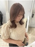 髪質改善ヘアスタイル外ハネボブワイドバングワインレッド