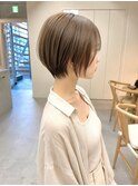 透明感カラー ボブ 前髪 ショート カラー ブリーチ&カラー