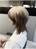【GEEKS渋谷】メンズウルフ/エンドカラー/ホワイトブロンド/中性