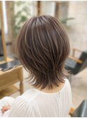 大人ミディアムレイヤー/明るめカラーで白髪ぼかし/40代50代60代