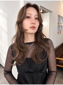顔まわりレイヤー×透明感ブラウンのロング