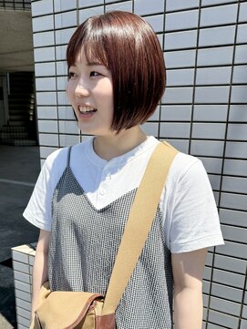 サロンドクロエ(Salon de Chloe) 丸みショートボブ × ブリーチなし × 11トーンのオレンジ色