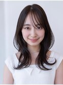 20代30代大人かわいい小顔くびれレイヤーカット黒髪前髪韓国風