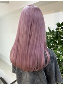 ミルクティーピンクグレージュミディアムウルフレイヤー長めボブ