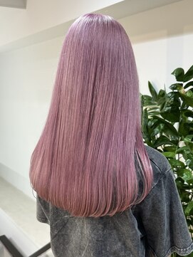 サンク 原宿 表参道(cinq) ミルクティーピンクグレージュミディアムウルフレイヤー長めボブ