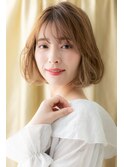 ■透明感アプリコットオレンジ小顔Aラインボブ611★戸頭10代20代