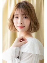 カバーヘア イヴ 戸頭店(COVER HAIR EVE)&nbsp;■透明感アプリコットオレンジ小顔Aラインボブ611★戸頭10代20代