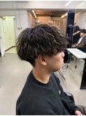 爽やか無造作ビジネスツーブロックツイストスパイラルパーマ