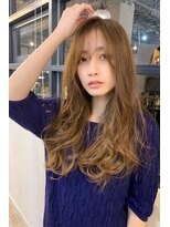 マリアバイアフロート(Maria by AFLOAT) アッシュブラウン厚めバング毛先パーマ外ハネひし形ロング
