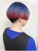 【morio原宿】刈り上げ　ショート　デザインカラー