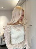 12245髪質改善金髪ホワイトブロンドマロンベージュストレート