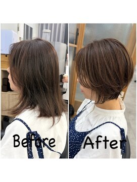 ヘアサロン ドットプラス 町田店(dot. plus) 【フジタアヤコ】前下がりショート/白髪ぼかし/町田