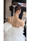 花嫁アップダブルリボン