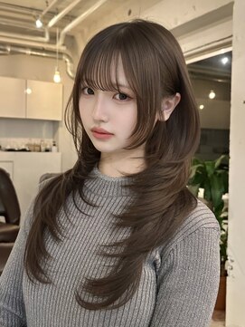 ライン(LINE) 韓国風/レイヤー/前髪カット/オリーブ/透明感/ハッシュカット