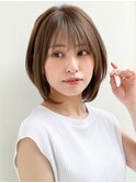 イメチェンラベンダーカラー前髪小顔カット耳かけ丸みショート