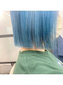 《三軒茶屋 Aria》ケアブリーチ使用！切りっぱなしbob×ブルー