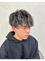 クレアメンズ 横浜能見台(CREA men's)&nbsp;横浜メンズハイライトカラーメッシュパーマ波巻きマッシュへア
