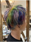 派手髪×メンズカラー×マッシュ×ウルフ×インナーカラー