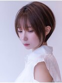 大人かわいい前髪セシルカットココアブラウンフリンジウェーブ