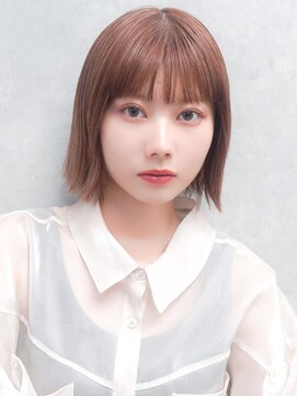 オーバーヘアー 長岡京店(over hair) 【over hair】ストレートボブ×チェリーブラウン