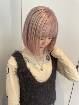 ジェスター 烏丸御池店(JESTER) ベージュピンク×ボブ【ボブ/ブリーチ/カラー/ダブルカラー】