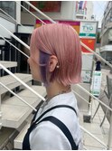 ダブルカラー/黒髪/ボブルフ/ネビージュ/原宿/前髪/ピンク