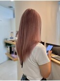 ピンクベージュ/レイヤーカット/ダブルカラー