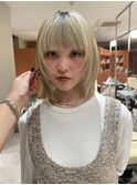 顔まわりレイヤーボブレイヤーカット前髪カットぱっつん前髪