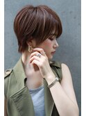【津賀 涼】ショートグレージュカラーボブウルフココアベージュ