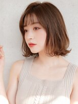 ショコラベージュ ボブルフ  ベビーバング カール くびれヘア