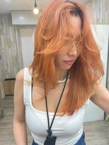 ナンバー リコ 名駅 ジャム 名古屋(N° rico JAM)&nbsp;ハイトーン　夏オレンジカラー　色っぽセミロング