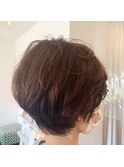 大人可愛い20代30代40代黒髪前下がり丸みマッシュショート◎3