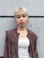 スーハ 恵比寿(SUUHA)&nbsp;ぱっつん前髪ワンレンボブ／ホワイトブリーチ／ハイトーンカラー