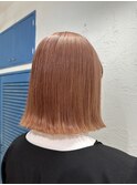 大人可愛いピンクベージュダブルカラーイメチェンボブ透明感池袋