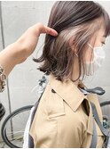 【堀惠】インナーカラーイヤリングカラーグレージュ髪質改善