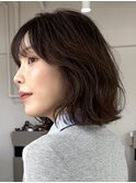 エアウェーブパーマココアベージュ小顔バーガンディシャギーヘア