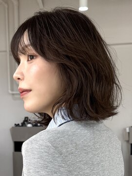 ワンズ リー 上大岡店(One's ly) エアウェーブパーマココアベージュ小顔バーガンディシャギーヘア
