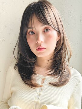 キリ 表参道(kyli) 艶感デザインカラーシースルーバング暗めカラーワンカール