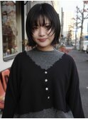 パツっと切りっぱなしボブ顔まわりレイヤー