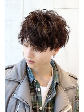 ネイビー(NAVY) 強めスパイラルパーマ 軟毛ボリュームウェーブマッシュ