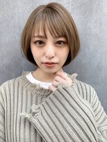 ハローバイシー 仙台(Hello by Sea)&nbsp;韓国風レイヤーボブ/前髪カット/ミルクティーブラウン[仙台]