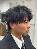 メンズマッシュ刈り上げ波巻きツイストスパイラルパーマ北千住