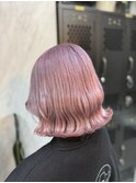 ボブ/ハイトーンカラー/カシスピンク