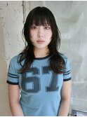 ハッシュカットハイレイヤー黒髪レイヤーウルフカットシャギー