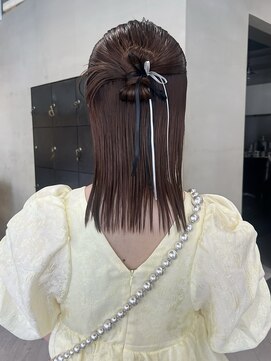 ヘアー アイス ルーチェ(HAIR ICI LUCE) ブリーチなしくすみベージュ冬カラーお呼ばれヘアアレンジ/今枝