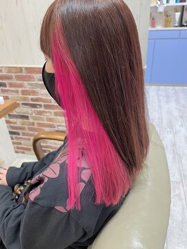 ソワン ドゥ ブレス 立花店(soin de brace) 高彩度ピンク×インナーカラー/小顔/似合わせカット【高嶋仰】